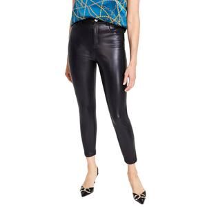 I.N.C. Denim Skinny High Rise Faux Leather Pants Sz 16/33 Curvy Short Black NWT